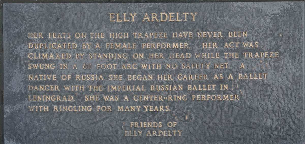 ellie ardelty Circus Ring Of Fame Foundation inductee plaque