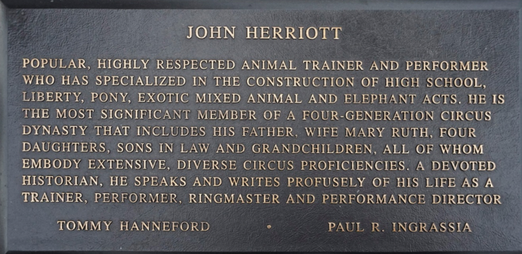 John Herriott Circus Ring Of Fame Foundation inductee