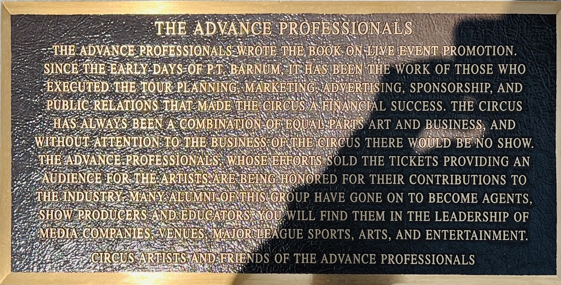 Advance Professionals Circus Ring Of Fame Foundation inductee