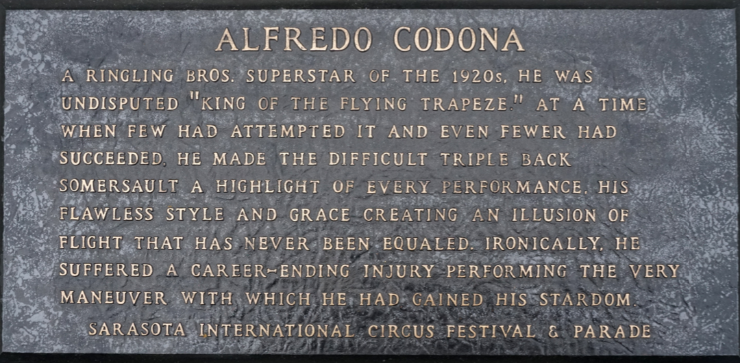 alfredo corona Circus Ring Of Fame Foundation inductee plaque