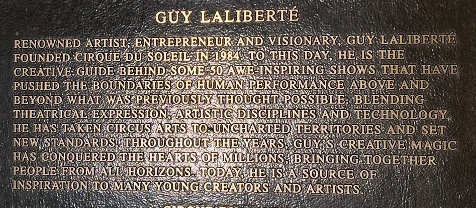 Guy Laliberté Circus Ring Of Fame Foundation inductee plaque