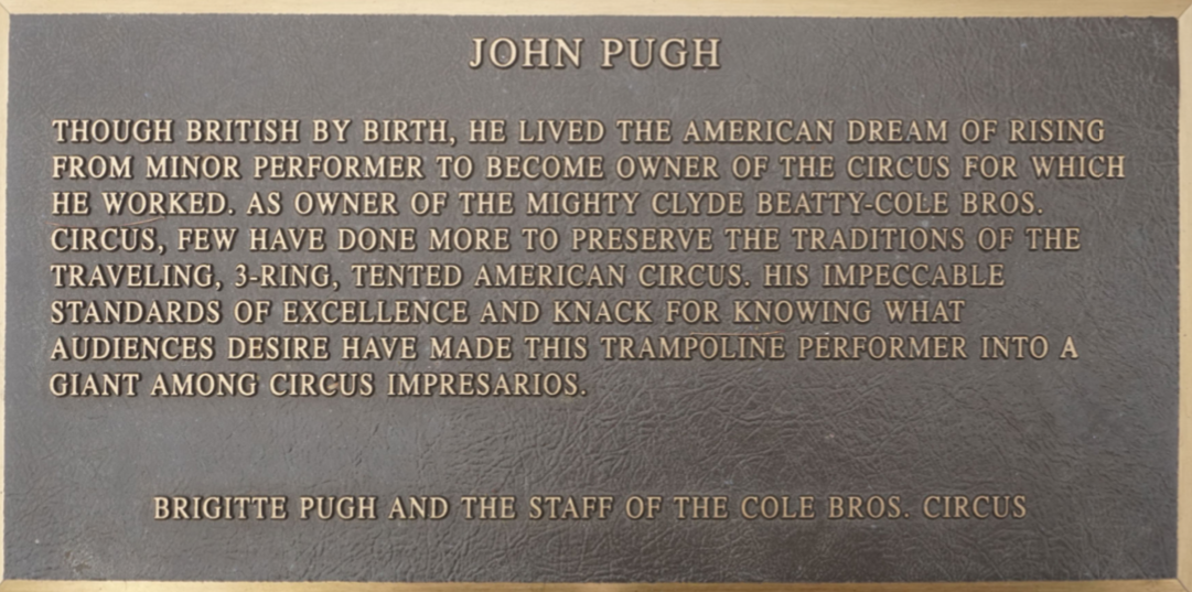 john pugh Circus Ring Of Fame Foundation inductee