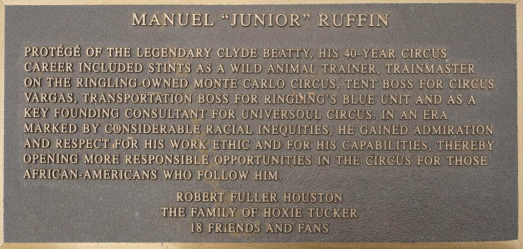 manuel (union) ruffin Circus Ring Of Fame Foundation inductee