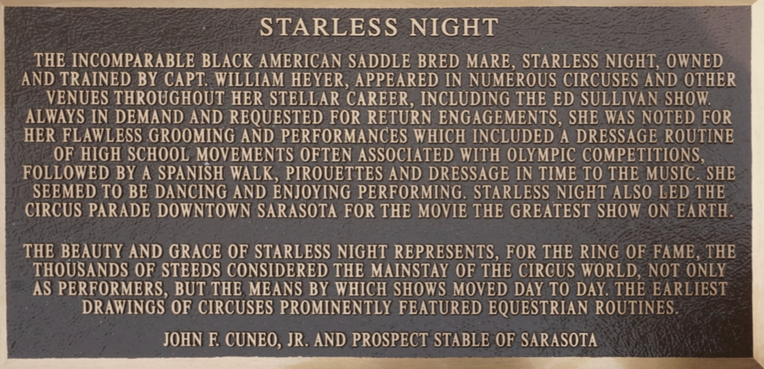 starless night Circus Ring Of Fame Foundation inductee
