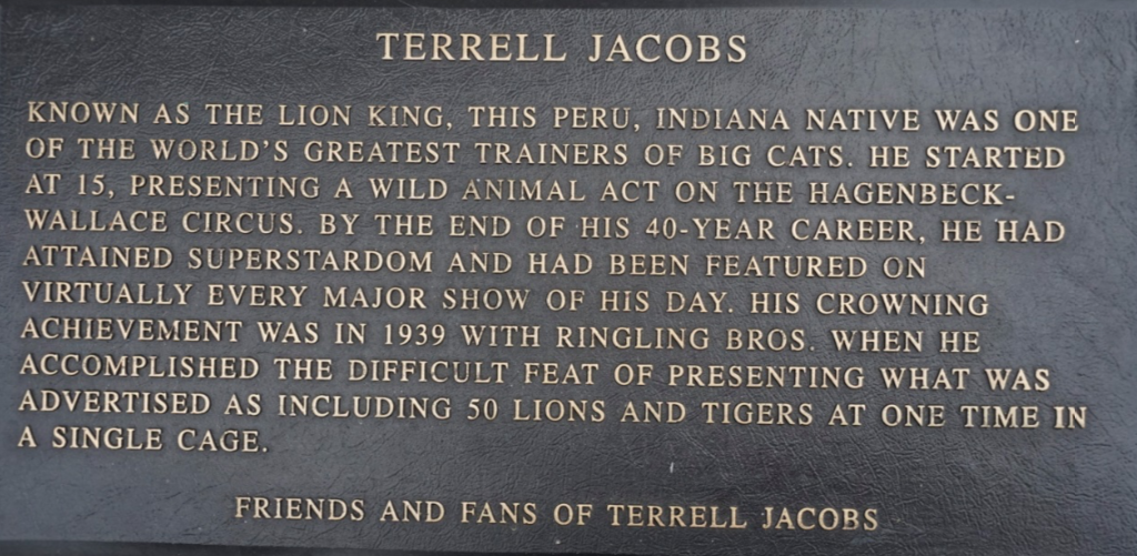 Terrell Jacobs Circus Ring Of Fame Foundation inductee plaque