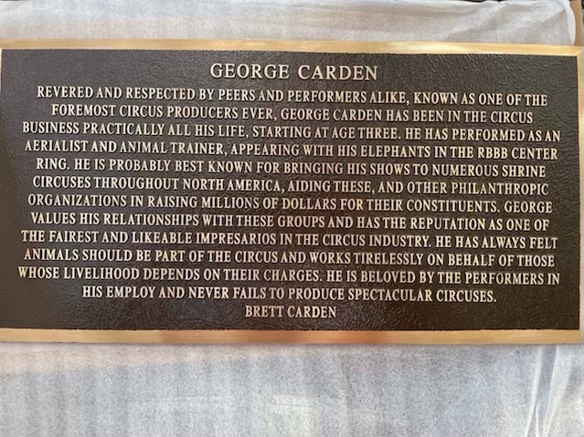 george carden Circus Ring Of Fame Foundation inductee