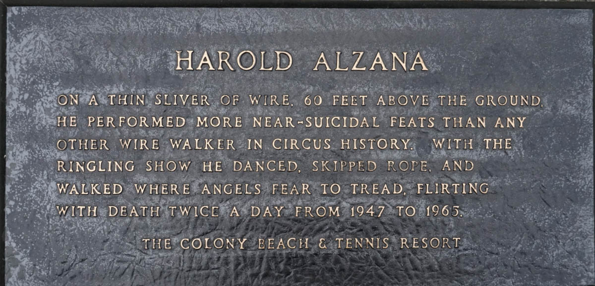 Harold Alzana Circus Ring Of Fame Foundation inductee plaque