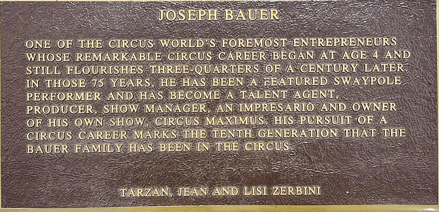 joseph bauer Circus Ring Of Fame Foundation inductee